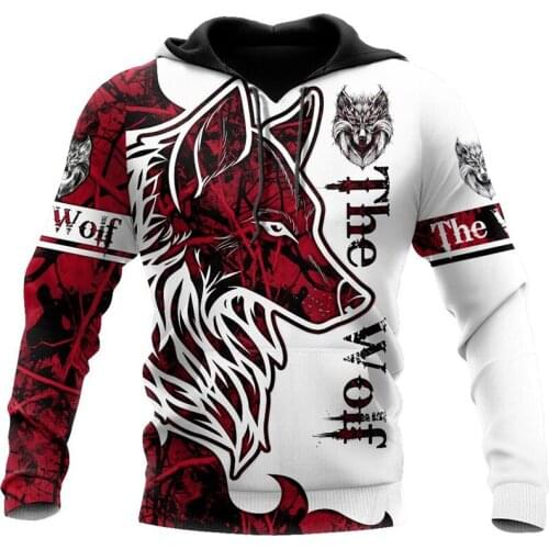2021 new Animal Wolf Tattoo red 3D Printed Hoodies Unisex clothing Pullover Streetwear harajuku Hoodie Casual men Sweatshirt