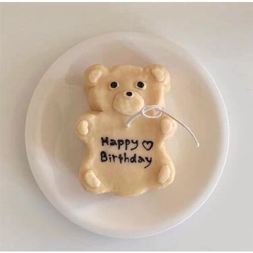 Simulation Decorating Aromatherapy Candle Silicone Mold Teddy Bear Bread Shape Cake Candle Making Soap Mold