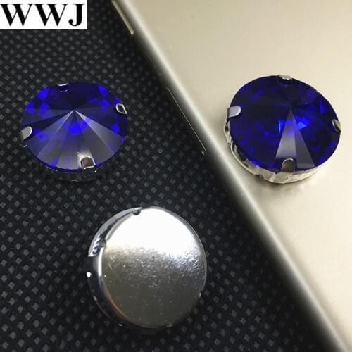 Cobalt Color Sew On Rivoli Crystal Fancy Stone With Claw Setting 6mm 8mm 10mm 12mm 14mm 16mm 18mm For Jewelry,dress,Garment