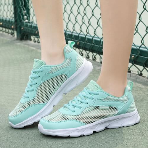 Summer Womens Sneakers Breathable Mesh Light Lace Up Flat Comfort Casual Sport Run Shoes Woman Tennis Female Basket Size 35-41