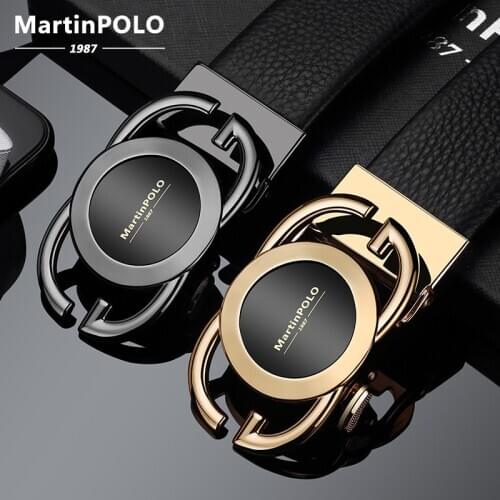 MartinPOLO Genuine Leather Belt Men Luxury Brand Designer Top Quality Belts for Men Strap Male Metal Automatic Buckle MP3901P