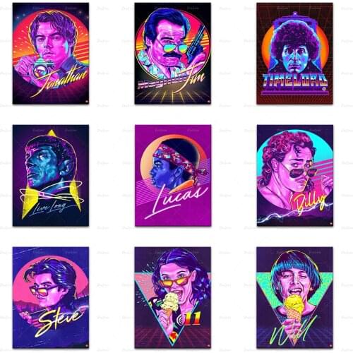 Wall Art Electrifying The 80s,Totally Dustin,Mrs Wheeler,Magnum Jim,Lorraine Abstract Graffiti Posters and Prints Pictures Decor