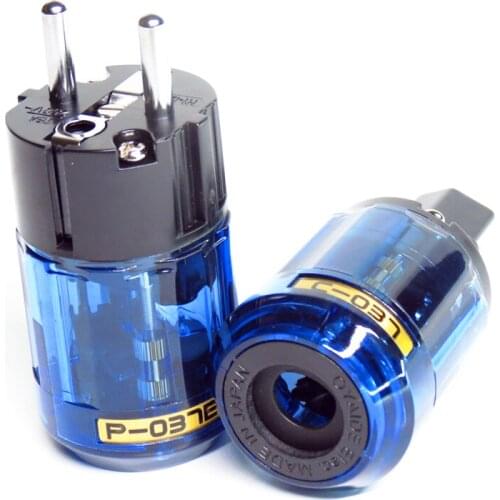 New P-037e+ C-037 Rhodium Plated Pure Copper Poles EU Power Plug AC Power Cord Plugs Connector