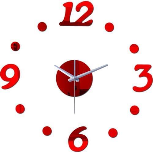 New quartz watch wall clock modern design diy acrylic mirror sticker reloj de pared large decorative sticker