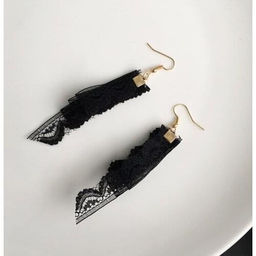 Punk 2020 New Fashion Earrings personality Sweet Lace Multi-layer Hollow Ribbon Lady Earrings Wholesale Sales Earring Pendant