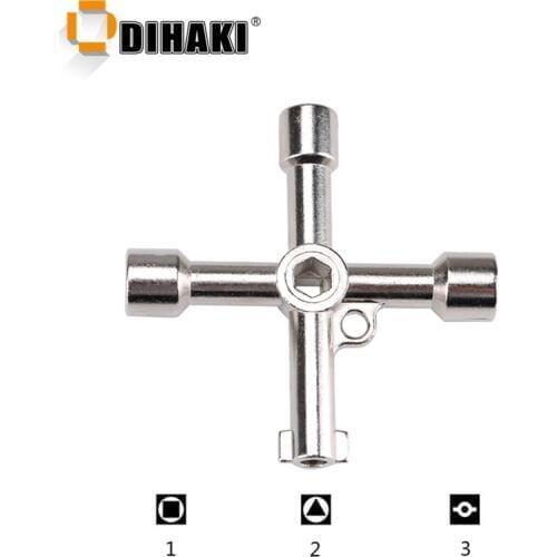 4 In 1 Cross Switch Key Wrench Tool Accessories Universal Square Triangle Train Electrical Cupboard Box Elevator Cabinet Key