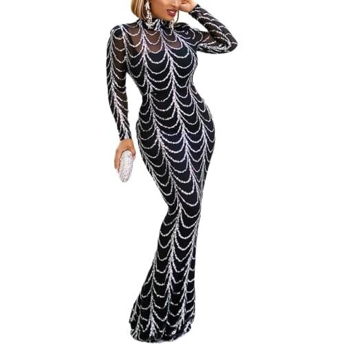 African dress stretch bead 2021 Long Sleeve Dress Sexy Dress Summer Dress Dresses + Strap Dress Fishtail skirt