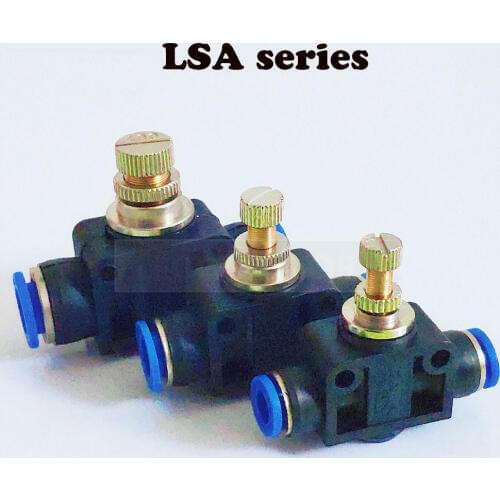 Pneumatic Fitting Airflow Regulator 6mm 8mm 10mm OD Hose Tube Gas Flow Adjust Valve Connector Fitting Air Speed Control Crane