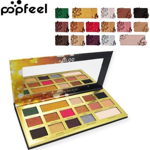 POPFEEL 16 Colors Gliltter Eyeshadow Palette Matte Eye Shadow Pallete Shimmer & Shine Nude Make Up Palette Set Kit Cosmetic