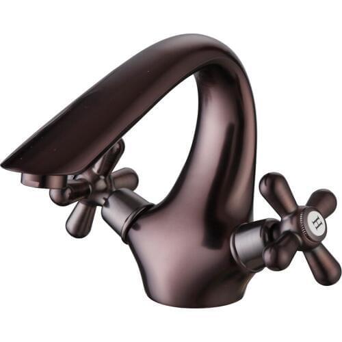 Dual Handles Basin Vessel Sink Taps Deck Mounted Brass Washing Basin Faucet Antique Brass Bathroom Faucet 1071