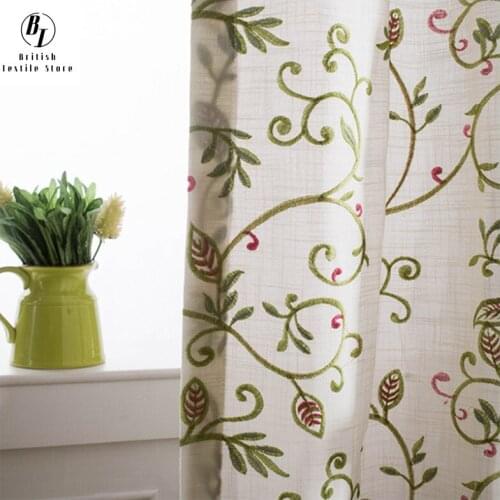 Modern Curtains for Living Dining Room Bedroom American Country Style Curtains Mimicking Cotton Hemp Bamboo Fabric Embroidered