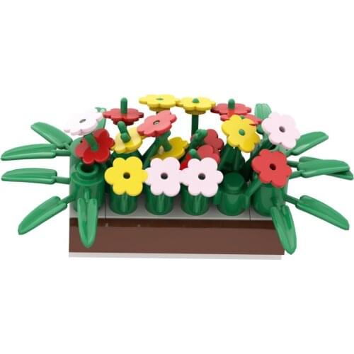 Plant Building Blocks Potted Flowers Tree Park Street View Bench Toys Children Compatible with Major Brand Model MOC Citys