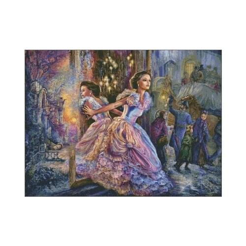 Dance Pparty Dress Woman Cross Stitch Kits Top Quality Embroidery Needlework Sewing 14CT Unprinted DIY Handmade Art Decor