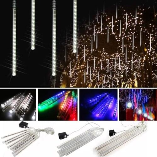 Waterproof EU Plug Garland 8 Tubes LED Meteor Shower Rain string light 50cm Icicle Snowfall Xmas decoration navidad