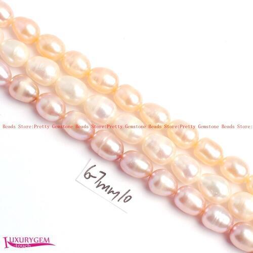 High Quality 6-7mm Multicolor Natural Freshwater Pearl Oval Shape Gems Loose Beads Strand 15" Jewelry Making wj418