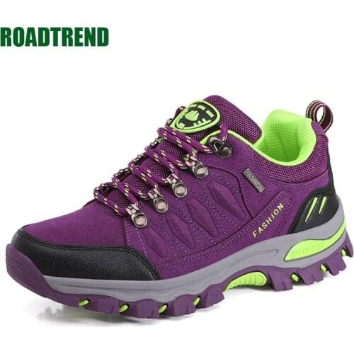 Outdoor Hiking Shoes Women 2021 New Sport Climbing Shoes Grey Rose Breathable Lace Up Anti-Slip Womens Casual Shoes