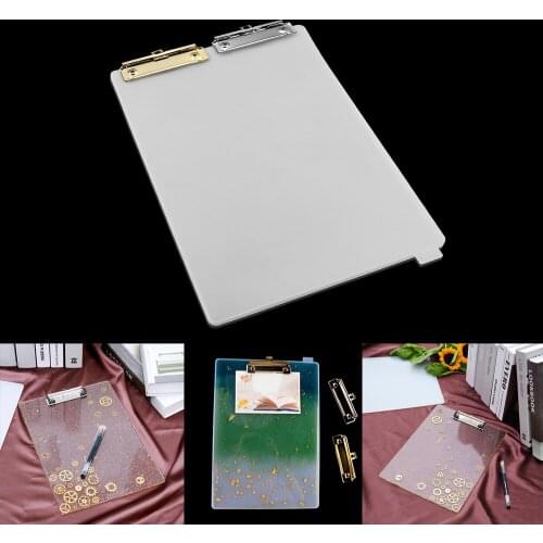 1Pc Rectangle A4 File Folder Artboard Silicone Mold Drawing Board Clip Epoxy Resin Mold For DIY Handmade Stationery Splint Craft