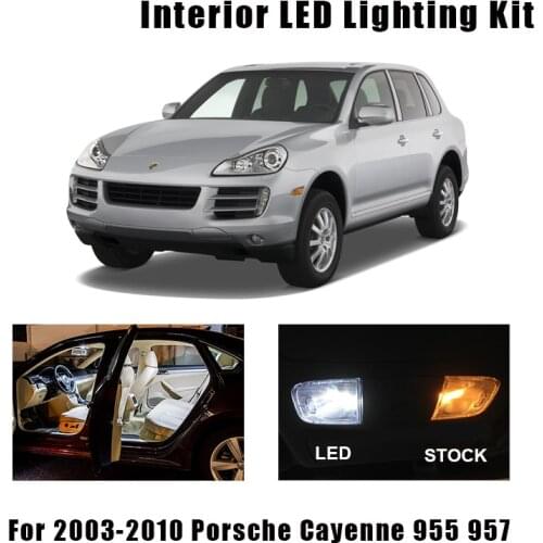 15pcs White Canbus Error Free LED Interior Dome Map Lights Package Kit For 2003-2010 Porsche Cayenne 955 957 License Plate Light