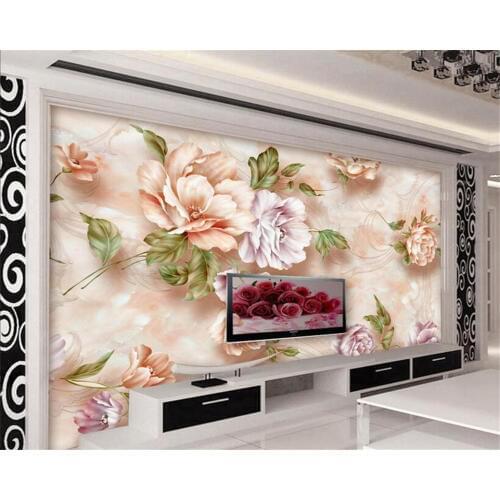 Beibehang 3d Wallpaper Marble Handmade Floral 3D TV Background Wall Living Room Bedroom Background Mural wallpaper for walls 3 d