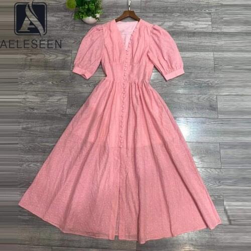 AELESEEN Solid Summer Dresses