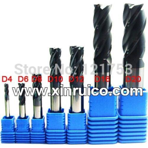 Free shipping 10pcs/lot cnc solid carbide end mills HT-4E-D4.0, HRC45