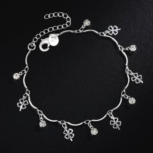 Factory direct Charm 925 sterling Silver leaf clover zircon Chain Bracelet for Women Fashion Wedding Party Gift fine Jewelry