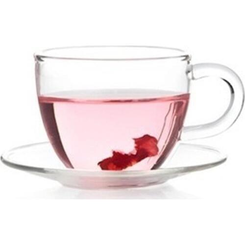 Tea Set 80ml Heat Resistant Clear Glass Coffee Tea Cups Mugs +Saucer