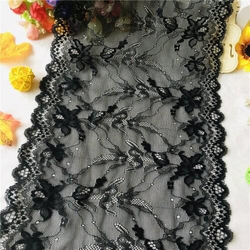 Black Stretch Lace Fabric, hollow underwear, Extensible lining DIY belt