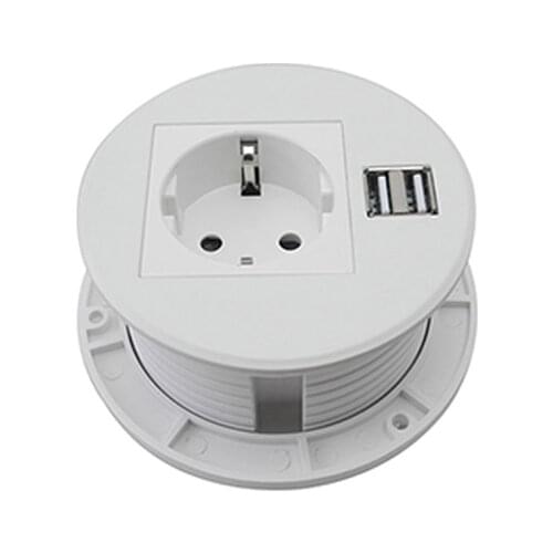 EU Outlet Electrical Desktop Recessed Desktop White Socket with 1 EU Power outlet,2 USB Charge Multi-function to use Customized