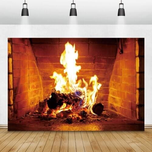 Fire Logs Brick Wall Fireplace Interior Room Baby Portrait Photography Backdrops Photozone Backgrounds Photocall For Photophone