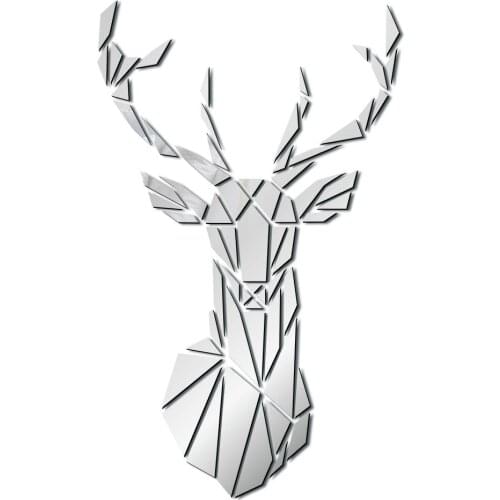 Deer Head 3D Mirror Wall Sticker Decorative Creative Acrylic Mirror Sticker Removable Art Decal Home Decoration adesivo de pared