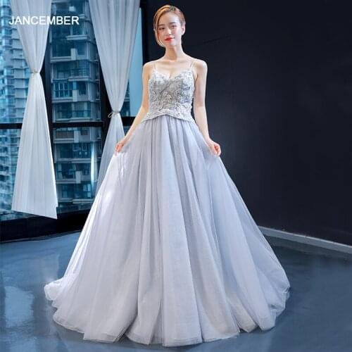 J66895 jancember elegant evening dress long 2019 spaghetti strapless dresses v-neck tank evening gown for women платья вечерние