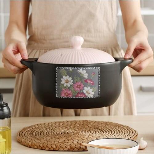 Ceramics Casserole Large Soup Pot Pink Spodumene Saucepan Cooking Utensils Open Fire Heat-resistant Household Kitchen Supplies