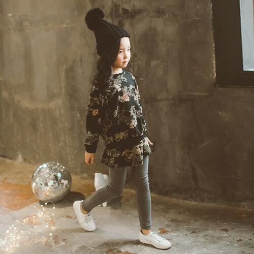Hot Sale 2020 Spring Fall Girls Fashion Cotton Printing Clothing Set Kids Tops Lotus Culottes 2 Pcs Childrens Clothes Suit X32