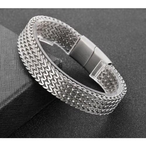 Fashion Trend Stainless Steel Jewelry Personality Creative Double Keel Bracelet Titanium Steel Magnet Clasp Bracelet