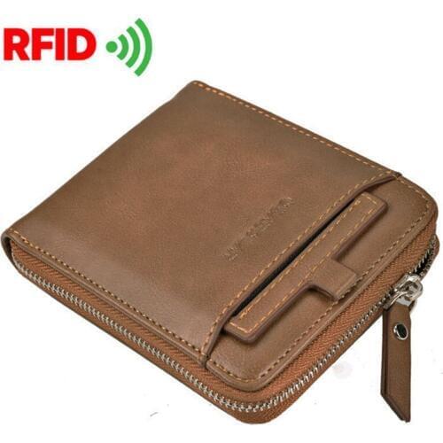 RFID Blocking Protection Mens Wallets Leather Card Holder Coin Purse Brand Short Wallet Men bag 2020 New