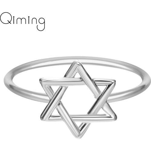 Cheap Star Hexagram Rings For Women Wedding Rings Jewelry Fashion Open Adjustable Finger Ring Minimalist Jewelry