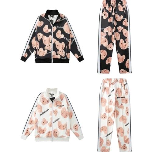 Palm Angel Men and Women Couples Bear Pattern Fashion Casual Sports Jacket Sport Pants Sport Suit