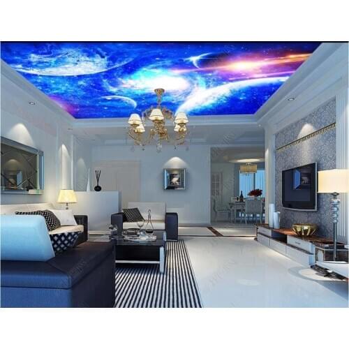 Custom photo 3d wallpaper ceiling mural Cool starry universe planet home decor 3d wall murals wallpaper in the living room