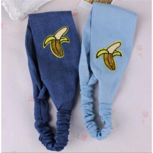 2016 New Cute Fashion Girls Denim Hair Accessories pineapple banana fruit Hairband Turban Knot Headband Headwrap Bandage
