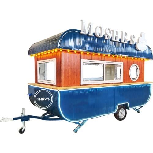 Boat Shape Ice Cream Hotdog Kiosk Street Snacks Food Trailer Camper Carnivan for Sale Support Size Color Inside layout Customize
