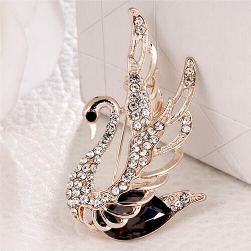 Crystal Animal Brooches Rhinestone Swan Brooch Suit Collar Pin Wedding Party Accessories