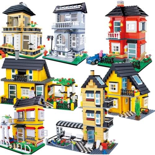 Compatible city house architecture kits Creator country sets model building blocks cottage kids girls toys friends villa