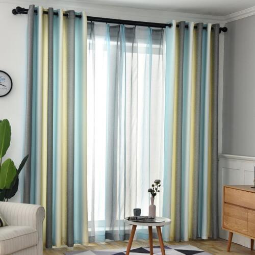 Modern Minimalist Mediterranean Curtains for Living Room Curtains Nordic Gradient Striped Curtians for Bedroom Shade Tulle