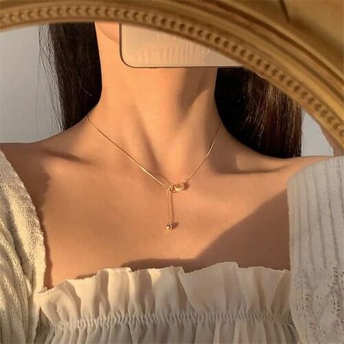 Modern Jewelry Simulated Pearl Crystal Pendant Necklace Popular Design Tassels Chain Necklace For Girl Lady Gifts