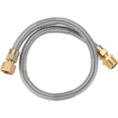 Stainless Steel (24" Long) 1/2" NPT Male x 1/2" NPT Female Propane fire Pit Whistle Free Gas Flex Line for Fire Pit Fireplace
