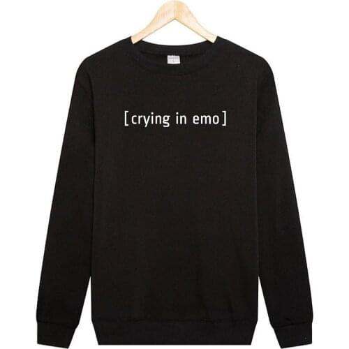 Skuggnas Crying in Emo Sweatshirt Emo Jumper Funny Unisex Aesthetic Sweatshirt Tumblr Clothing Long Sleeve Fashion Casual Tops