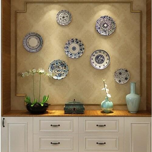 Chinese Style Plates Decorative Wall Hanging Dishes Blue and white porcelain Art Ceramic Plate Home Hotel Studio Decoration