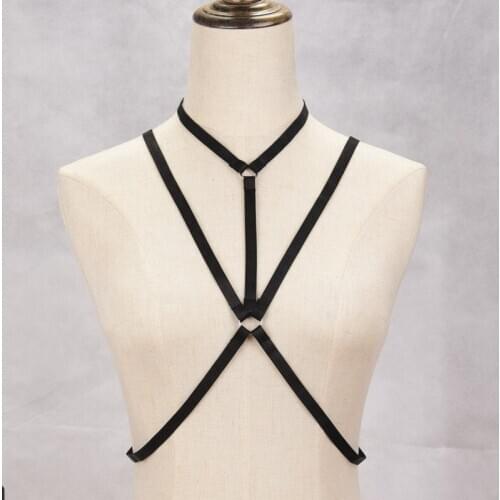 Harness Body Cage Sexy Lingerie Goth Pentagram Bondage Bra Solid Color Bras harness lingerie bra harness porte jarretelle linger