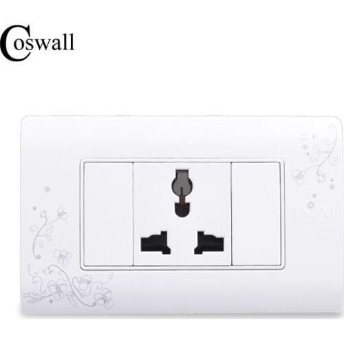 COSWALL Universal Plug Simple Style Wall Electrical Socket Multi-function 3 Hole Power Outlet With Child Protective Door